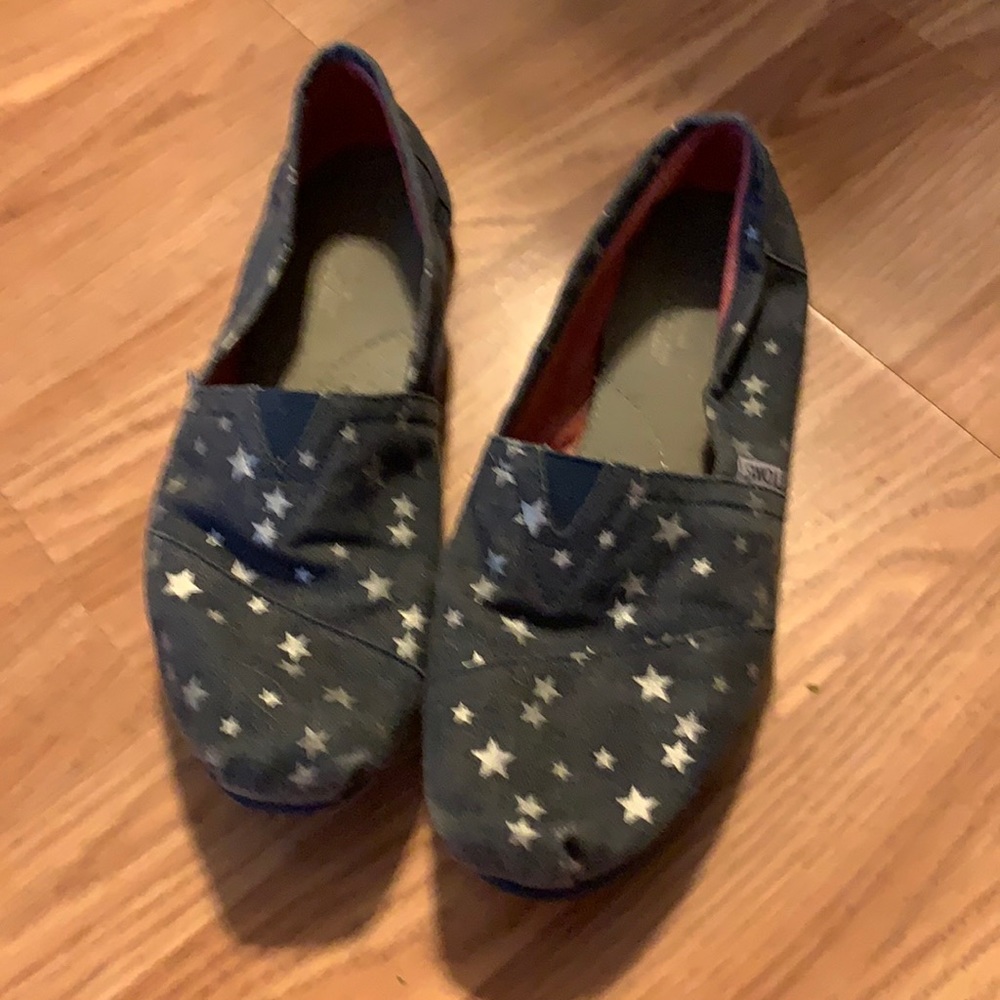 Denim and silver star Toms